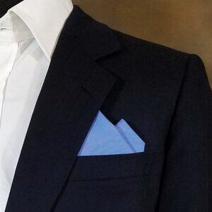 New - Periwinkle Blue Cotton Pre-Folded Pocket Square Handkerchief Insert